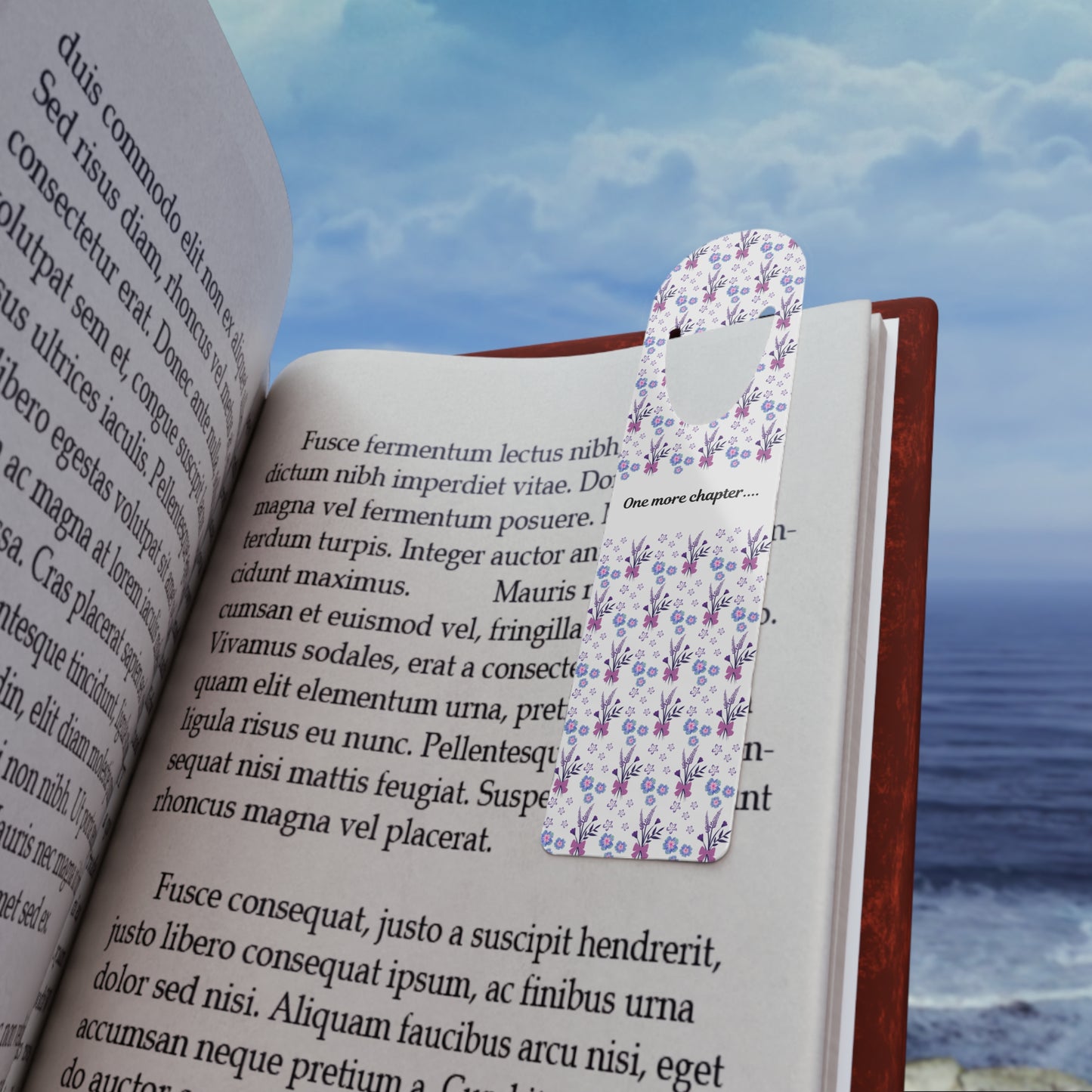 Bookmark with Purple Flowers and 'One More Chapter' Text