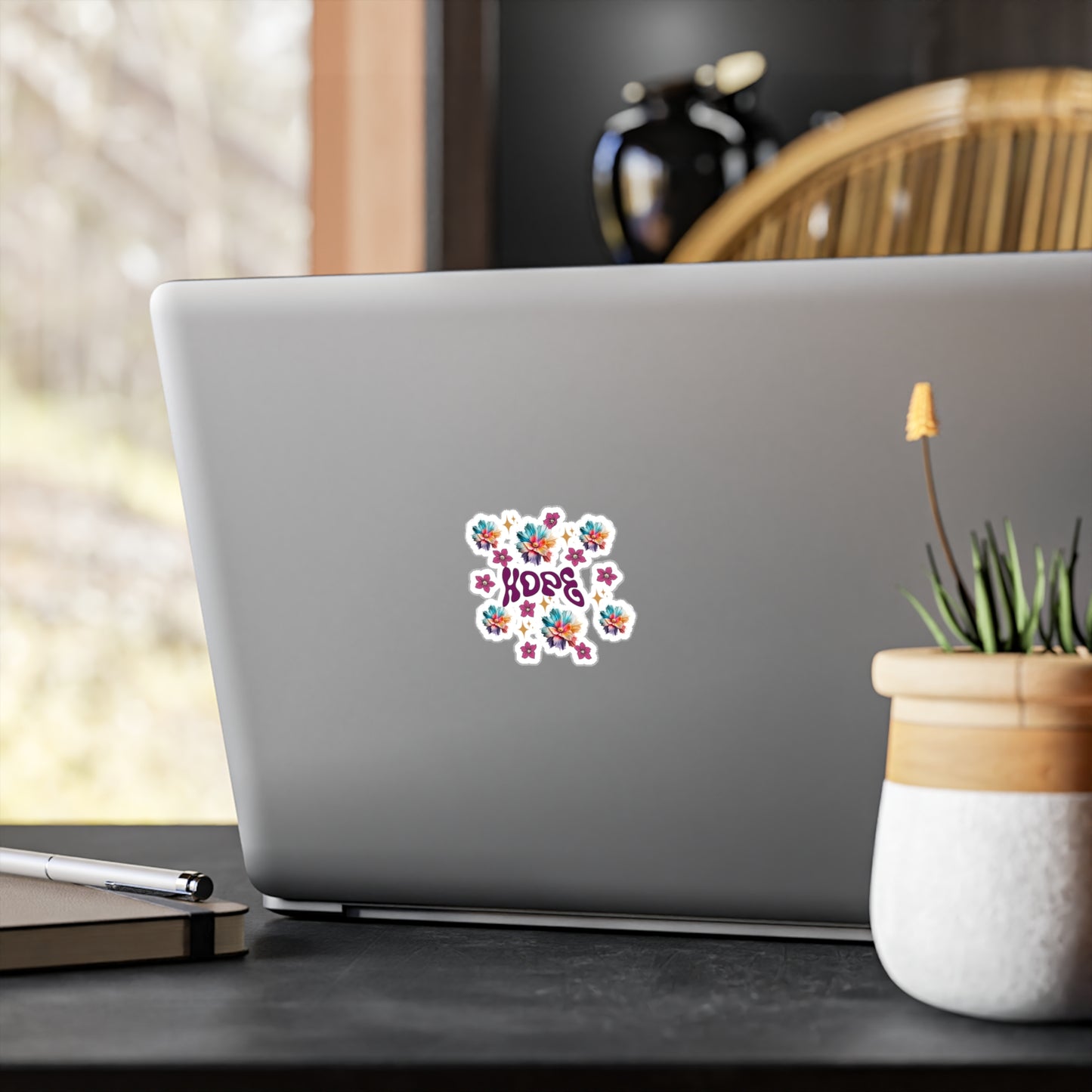 Hope Floral Kiss-Cut Vinyl Decals - Inspirational Stickers for Home & Office Decor