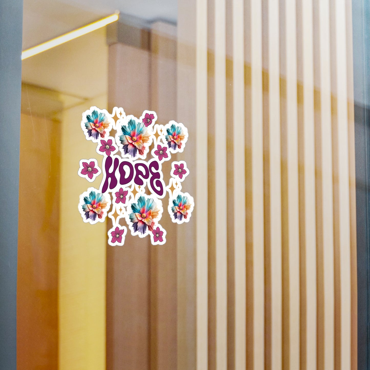 Hope Floral Kiss-Cut Vinyl Decals - Inspirational Stickers for Home & Office Decor