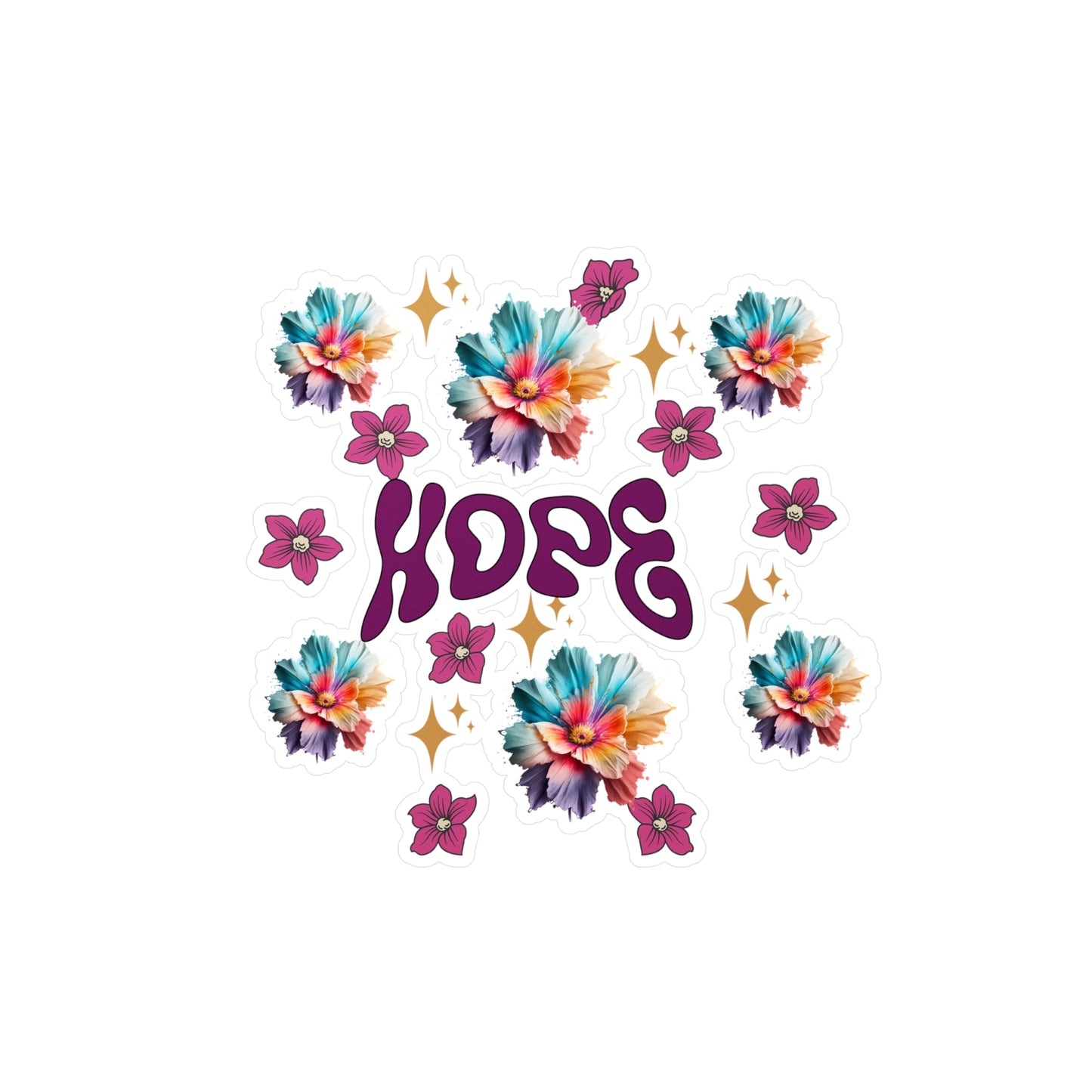 Hope Floral Kiss-Cut Vinyl Decals - Inspirational Stickers for Home & Office Decor