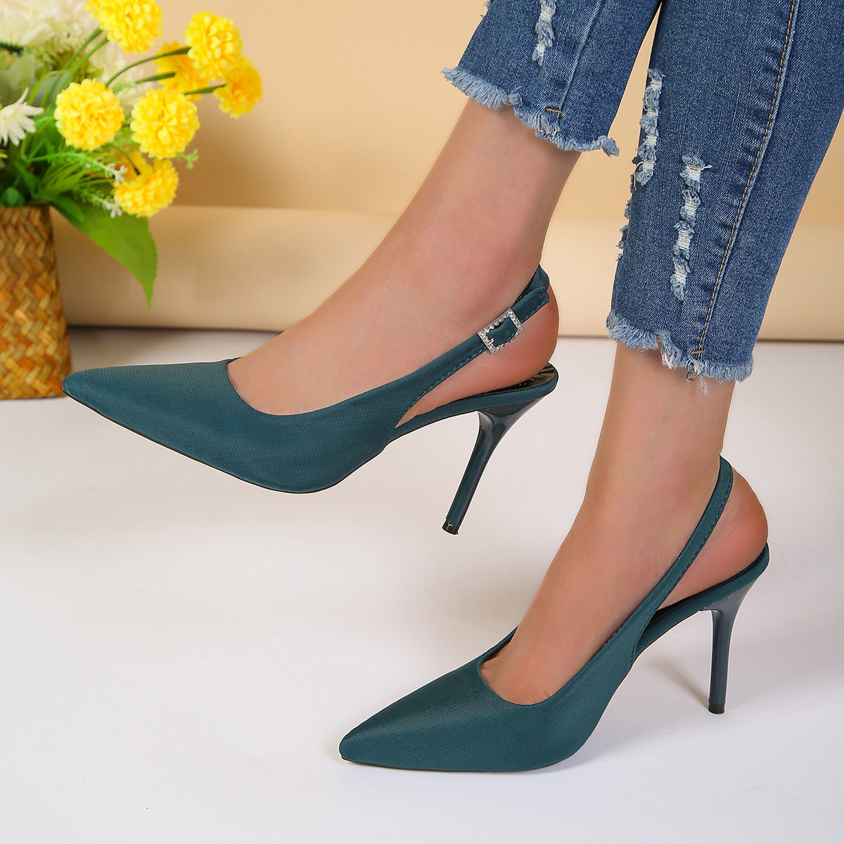Pointed Toe Buckle Sandals – Fashionable Stiletto High Heel Shoes for Women