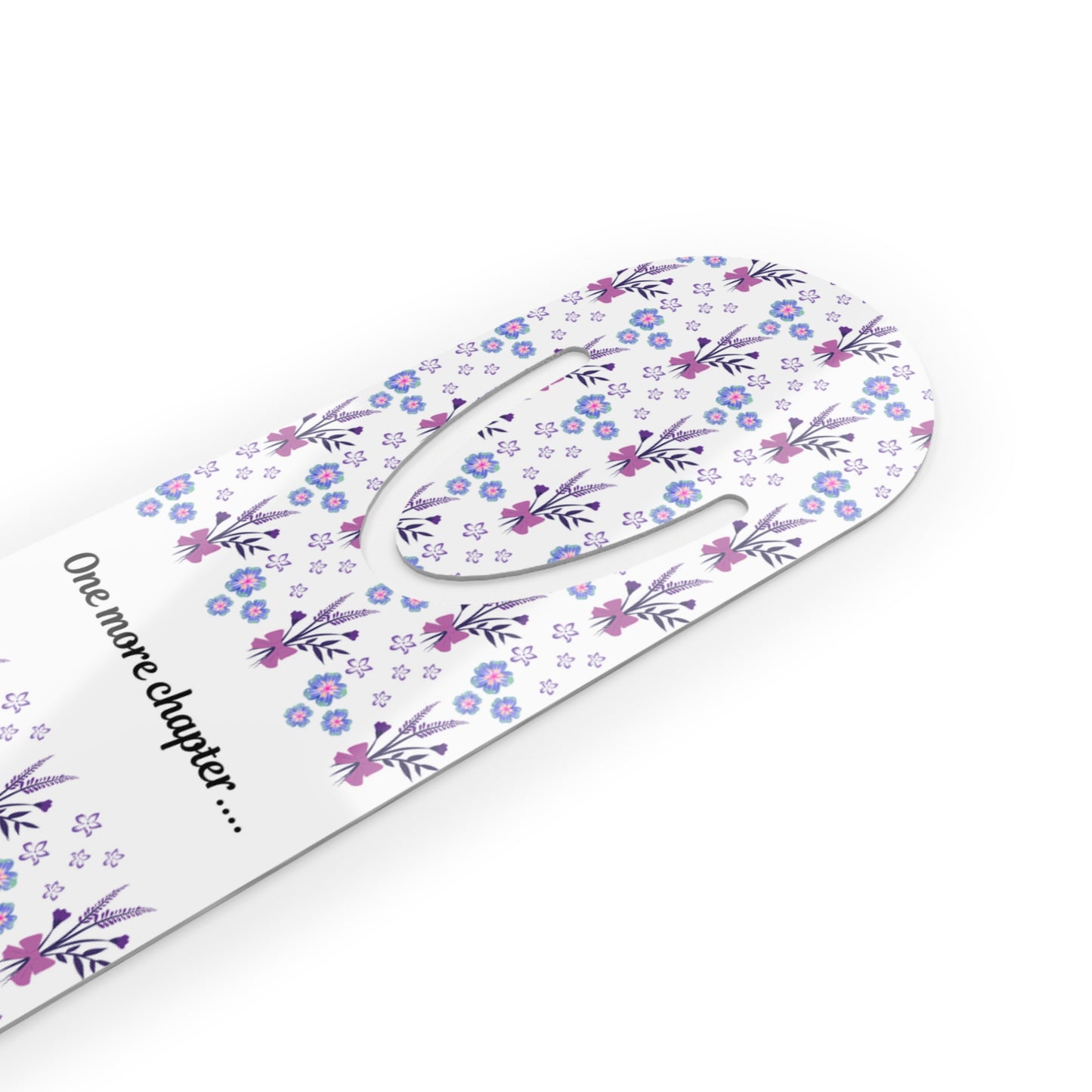 Bookmark with Purple Flowers and 'One More Chapter' Text