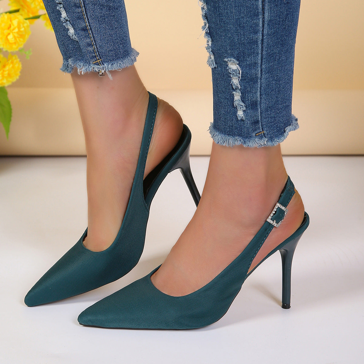 Pointed Toe Buckle Sandals – Fashionable Stiletto High Heel Shoes for Women