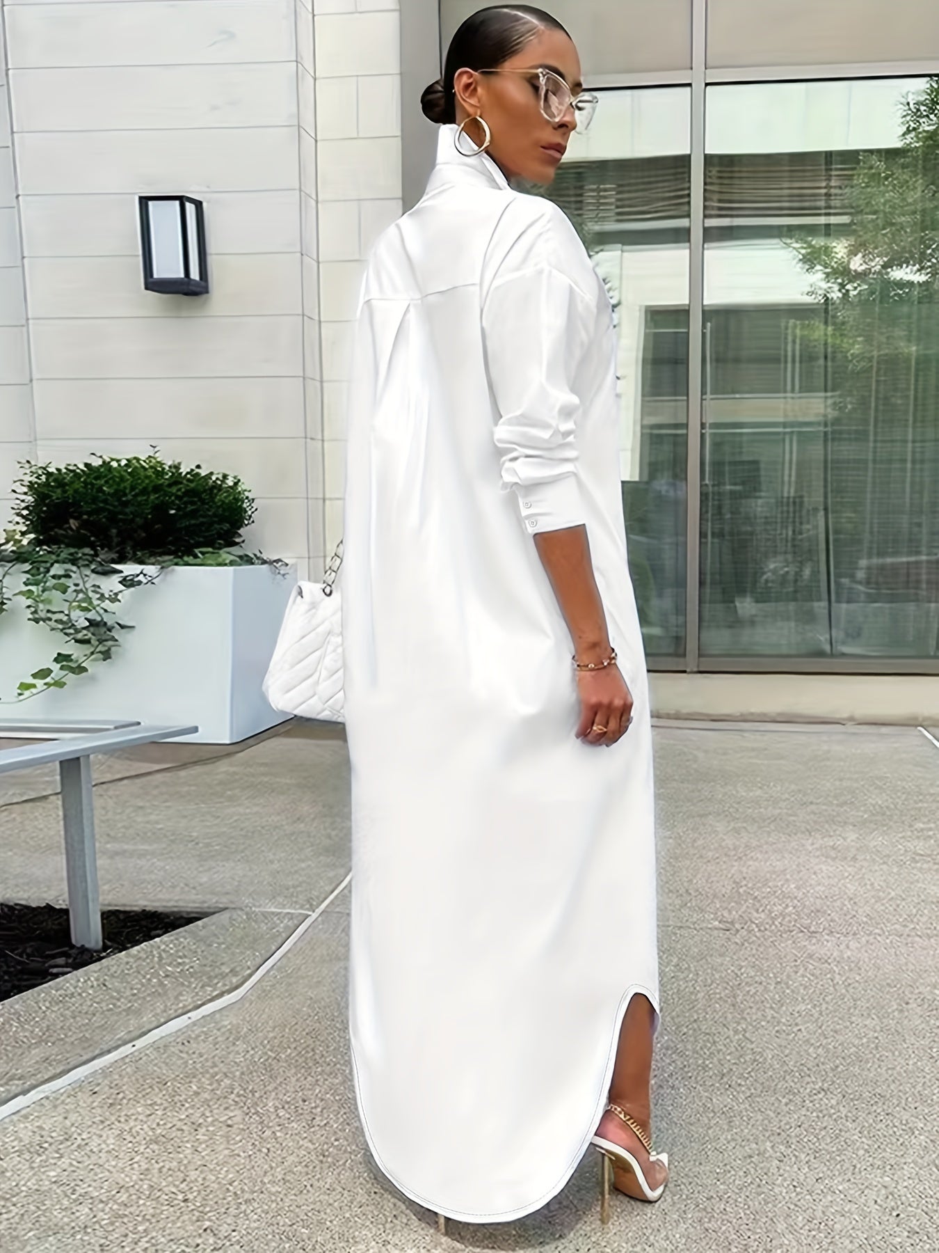 Multi-Way Long-Sleeved Casual Shirt Dress for Women – Wear as Shirt, Coat, or Dress