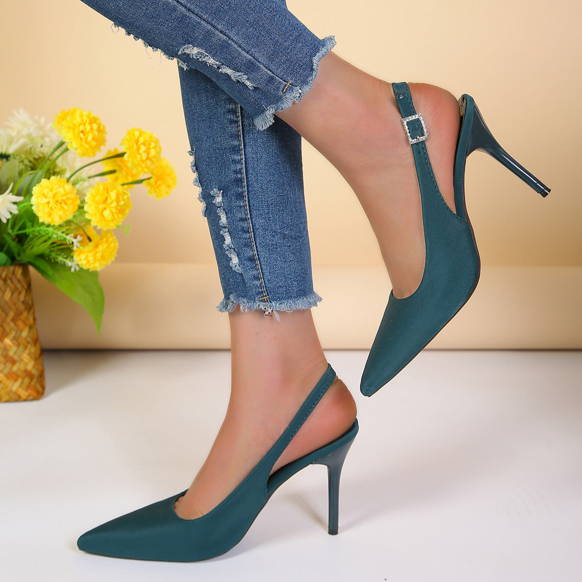 Pointed Toe Buckle Sandals – Fashionable Stiletto High Heel Shoes for Women