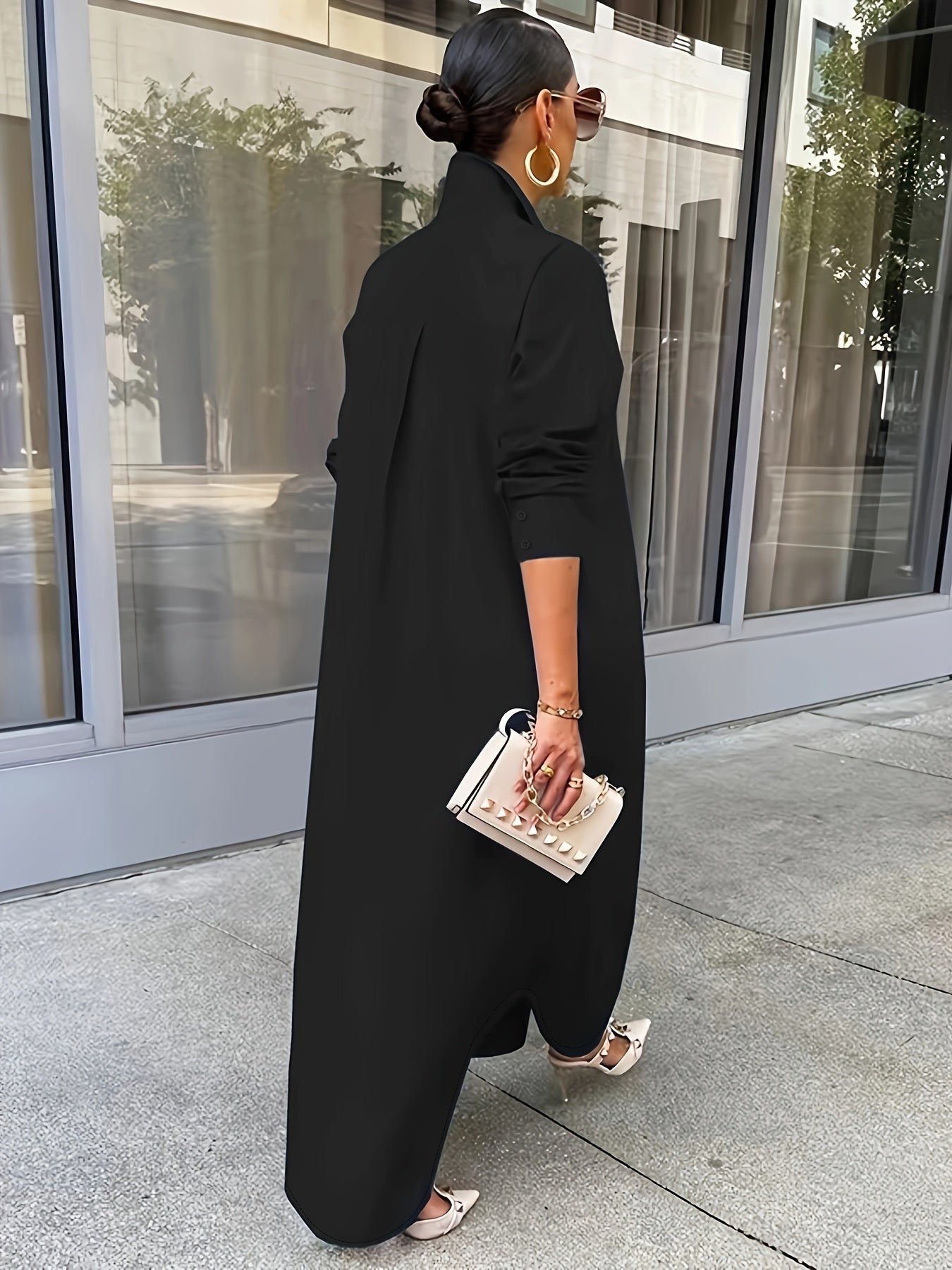 Multi-Way Long-Sleeved Casual Shirt Dress for Women – Wear as Shirt, Coat, or Dress