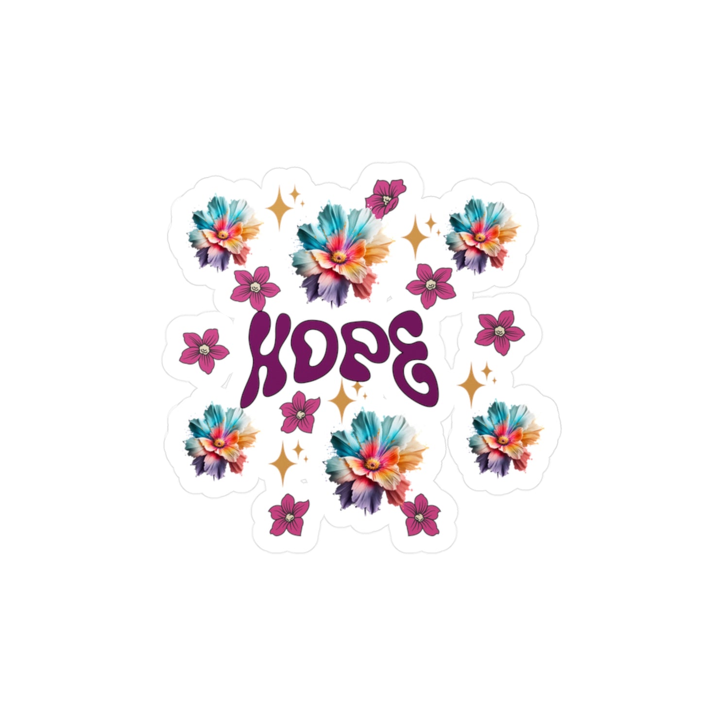 Hope Floral Kiss-Cut Vinyl Decals - Inspirational Stickers for Home & Office Decor