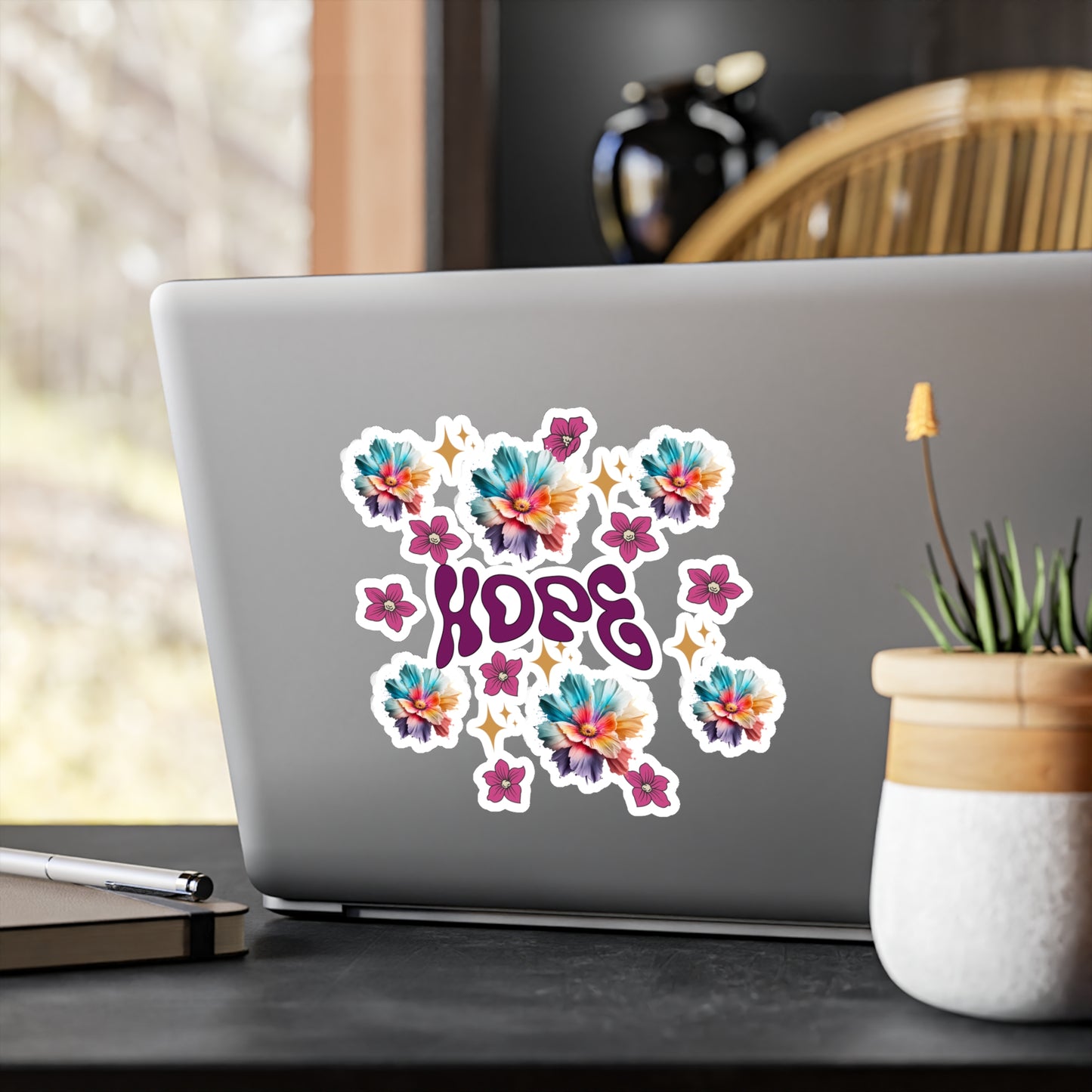 Hope Floral Kiss-Cut Vinyl Decals - Inspirational Stickers for Home & Office Decor