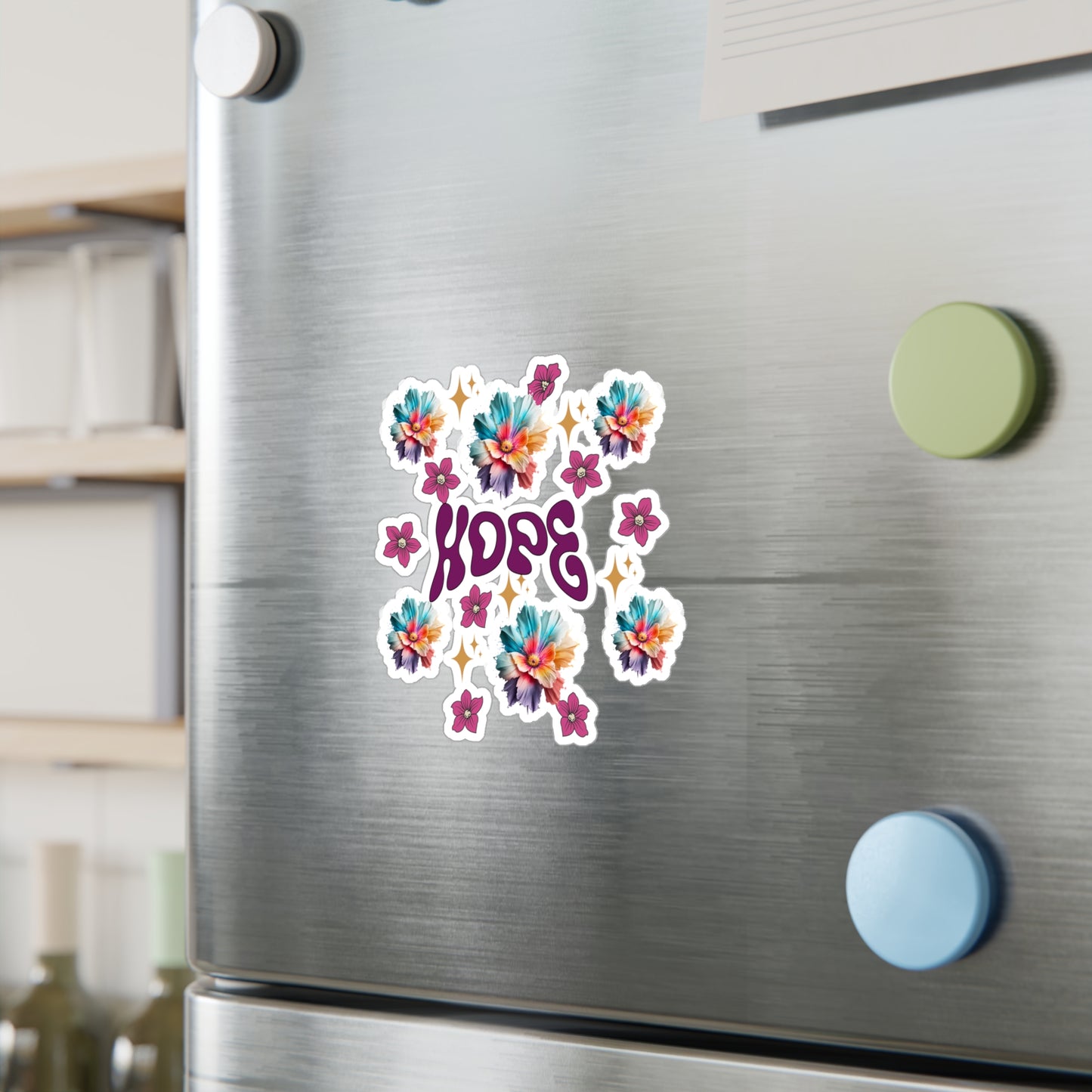 Hope Floral Kiss-Cut Vinyl Decals - Inspirational Stickers for Home & Office Decor