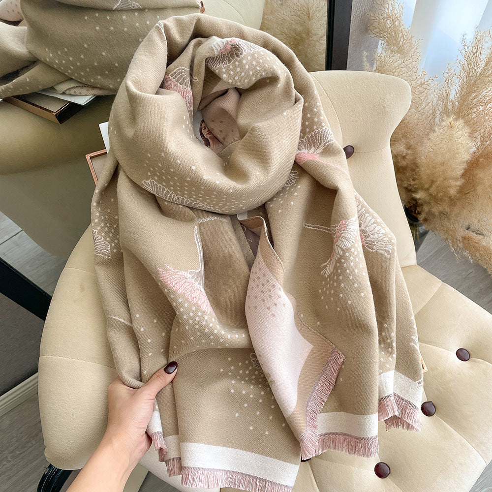 Thick Imitation Cashmere Tassel Scarf – Soft, Warm, Decorative Wrap for All Seasons – 180x65cm, Multiple Colors