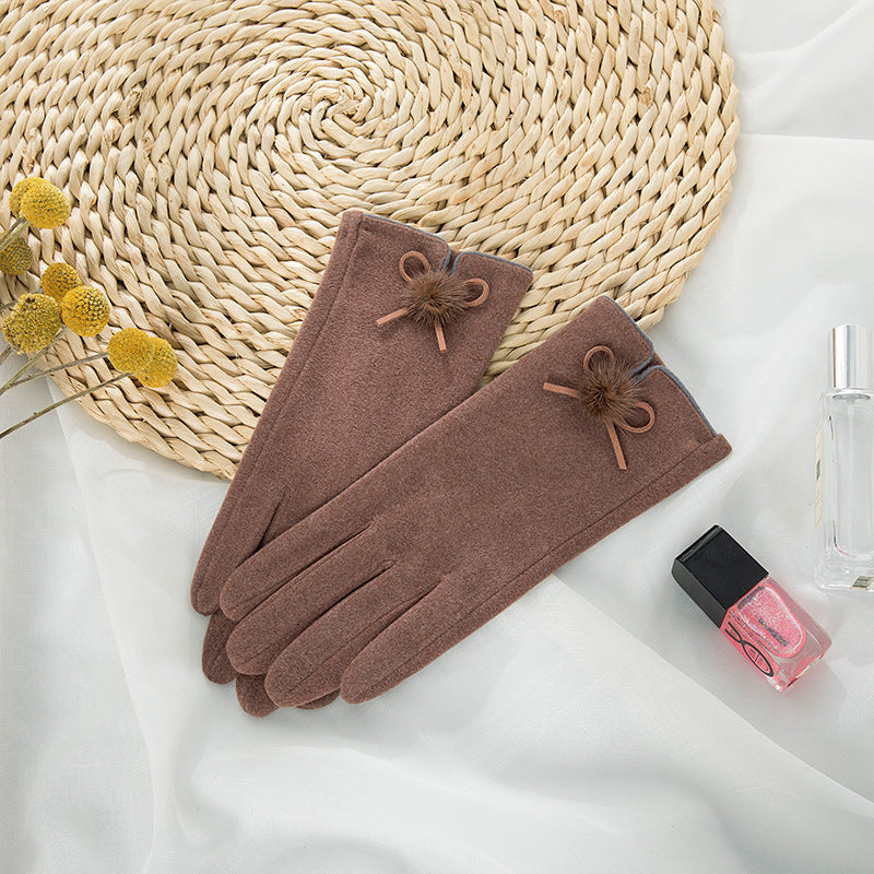 Ladies Warm Gloves Cute Fleece Touch Screen
