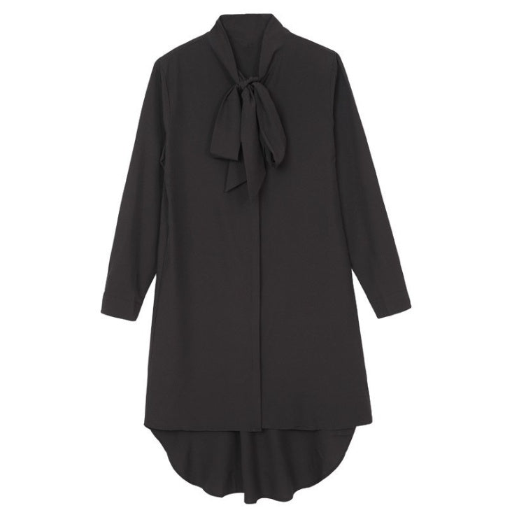 European & American Style Loose Long Chiffon Top – Long Sleeve, Medium-Long Length