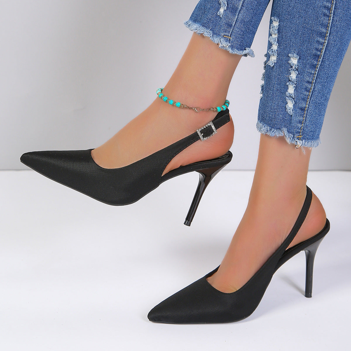 Pointed Toe Buckle Sandals – Fashionable Stiletto High Heel Shoes for Women