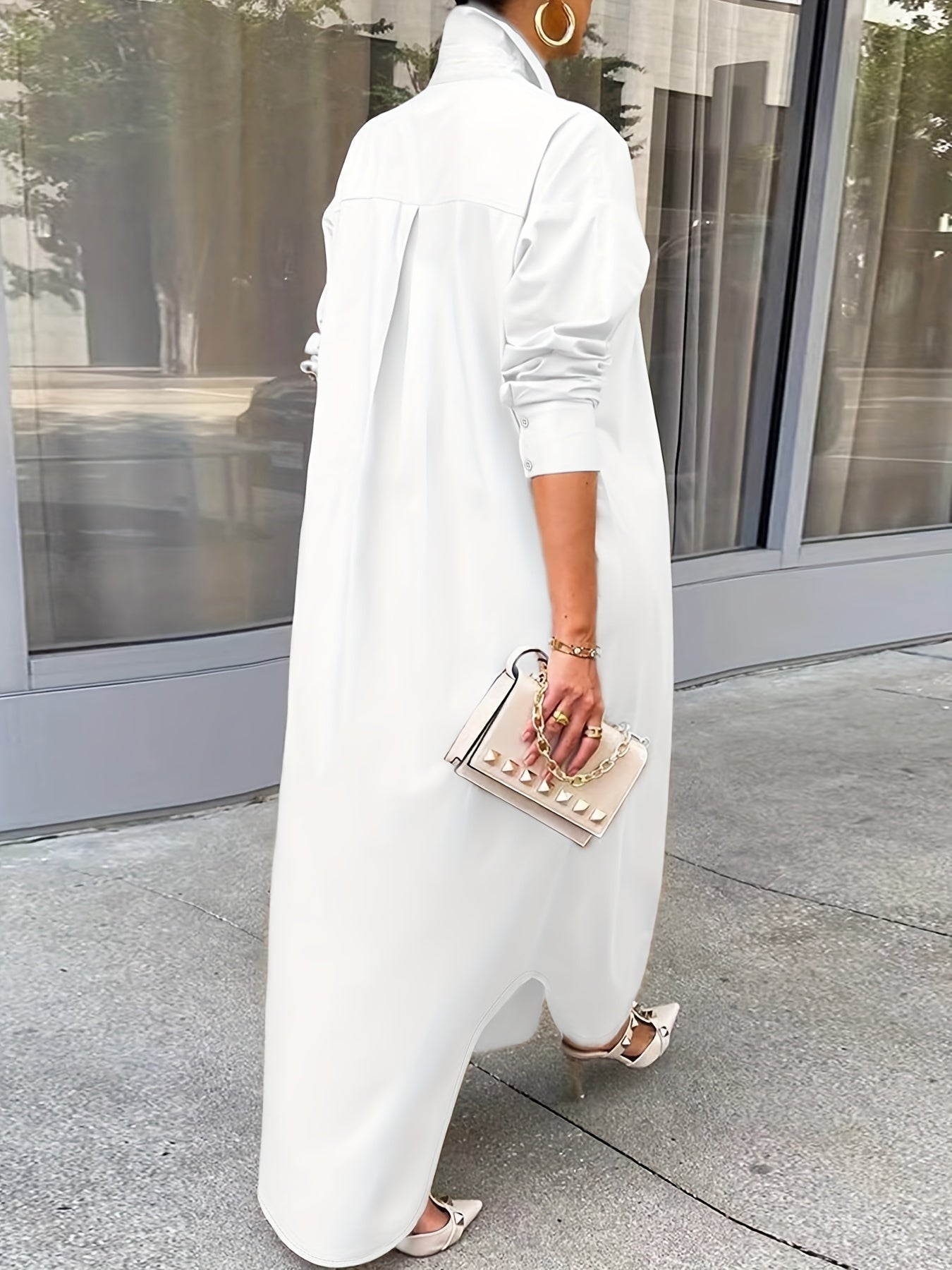 Multi-Way Long-Sleeved Casual Shirt Dress for Women – Wear as Shirt, Coat, or Dress
