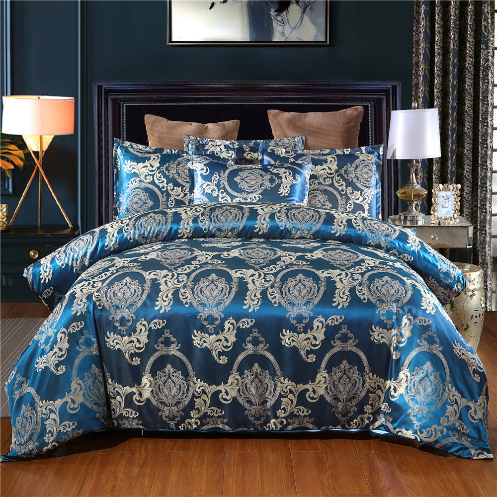 Bedding Set with Quilt Cover & Pillowcase – European and American Style, Jacquard Polyester Fabric