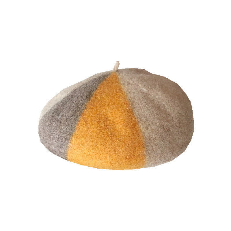 Autumn and winter mixed color pure wool beret women