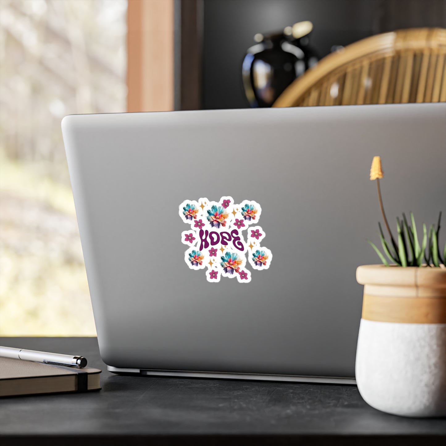 Hope Floral Kiss-Cut Vinyl Decals - Inspirational Stickers for Home & Office Decor