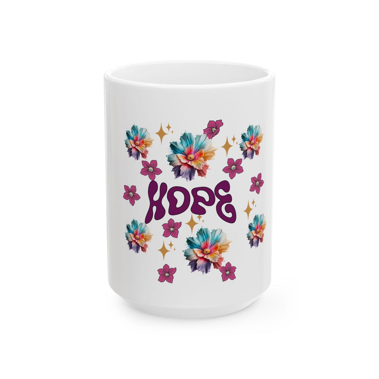 Inspirational Hope Ceramic Mug with Floral Design - Perfect for Gifts & Daily Inspiration