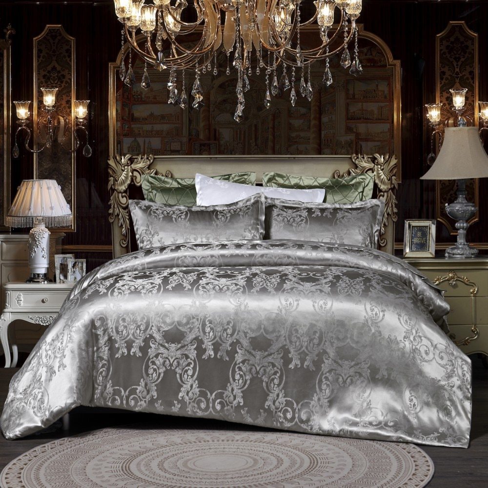 Bedding Set with Quilt Cover & Pillowcase – European and American Style, Jacquard Polyester Fabric