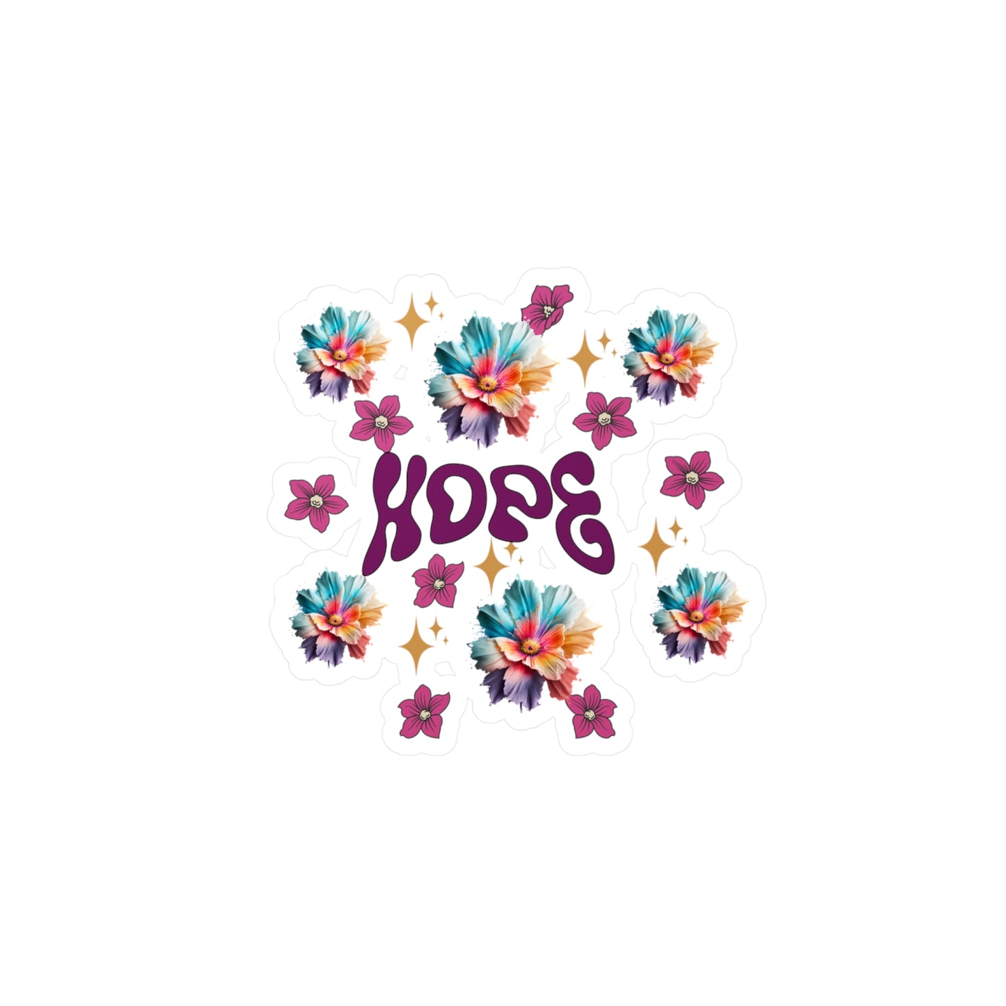 Hope Floral Kiss-Cut Vinyl Decals - Inspirational Stickers for Home & Office Decor