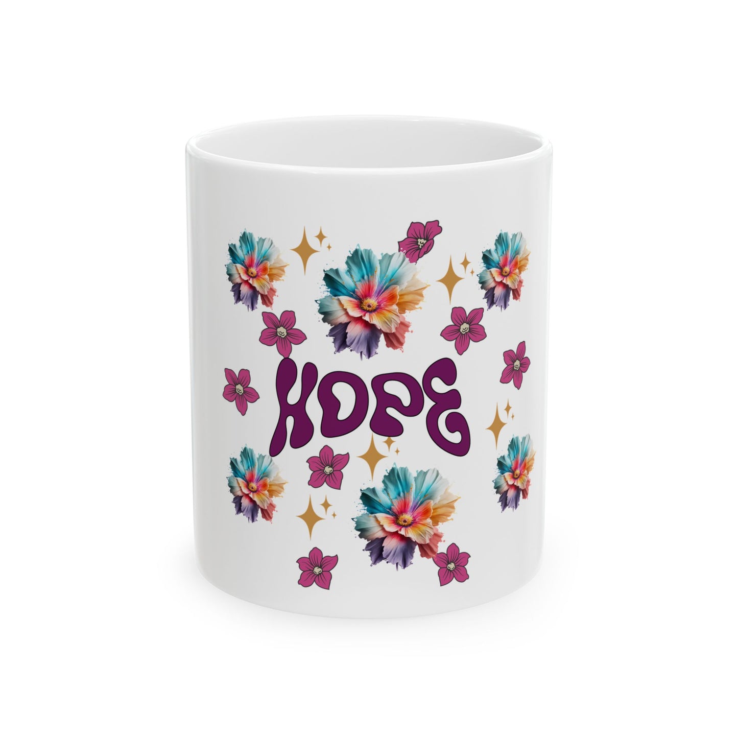Inspirational Hope Ceramic Mug with Floral Design - Perfect for Gifts & Daily Inspiration