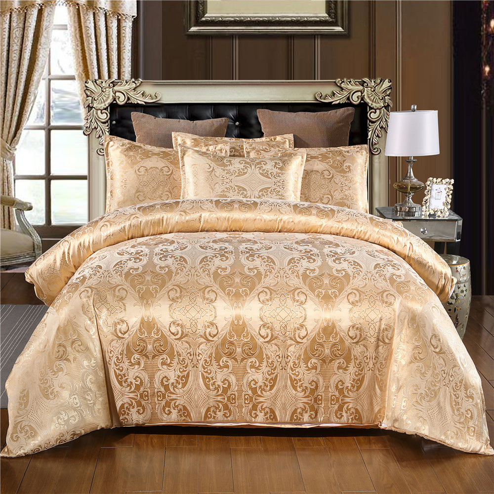 Bedding Set with Quilt Cover & Pillowcase – European and American Style, Jacquard Polyester Fabric