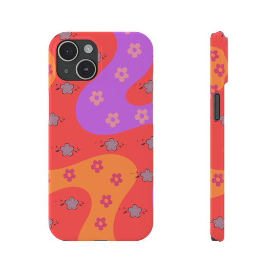 Slim Phone Cases – Colorful Floral Design for iPhone 16 Series – Super Slim, Glossy Finish & Wireless Charging Compatible