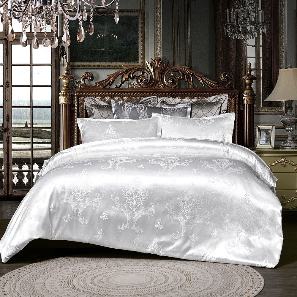 Bedding Set with Quilt Cover & Pillowcase – European and American Style, Jacquard Polyester Fabric