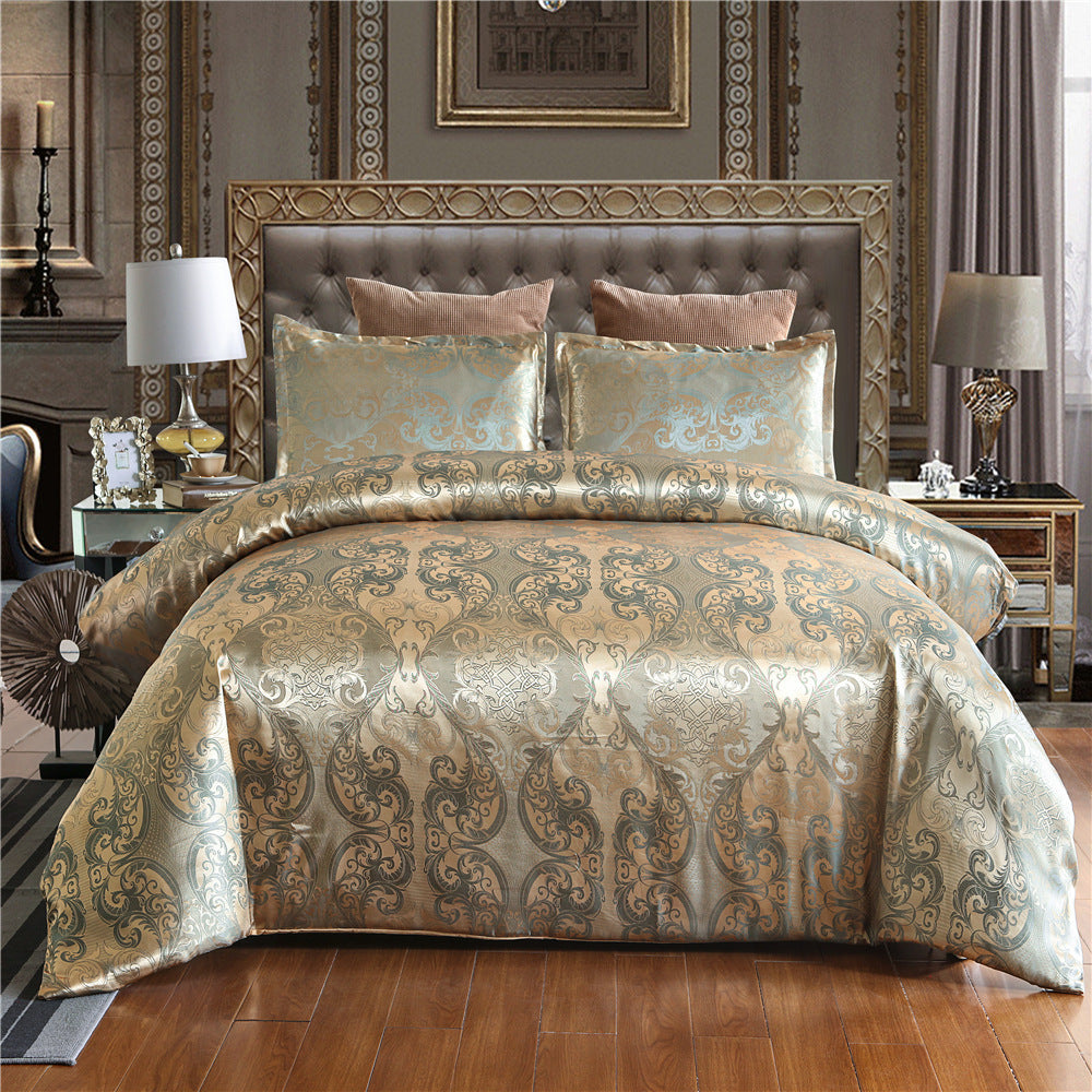 Bedding Set with Quilt Cover & Pillowcase – European and American Style, Jacquard Polyester Fabric