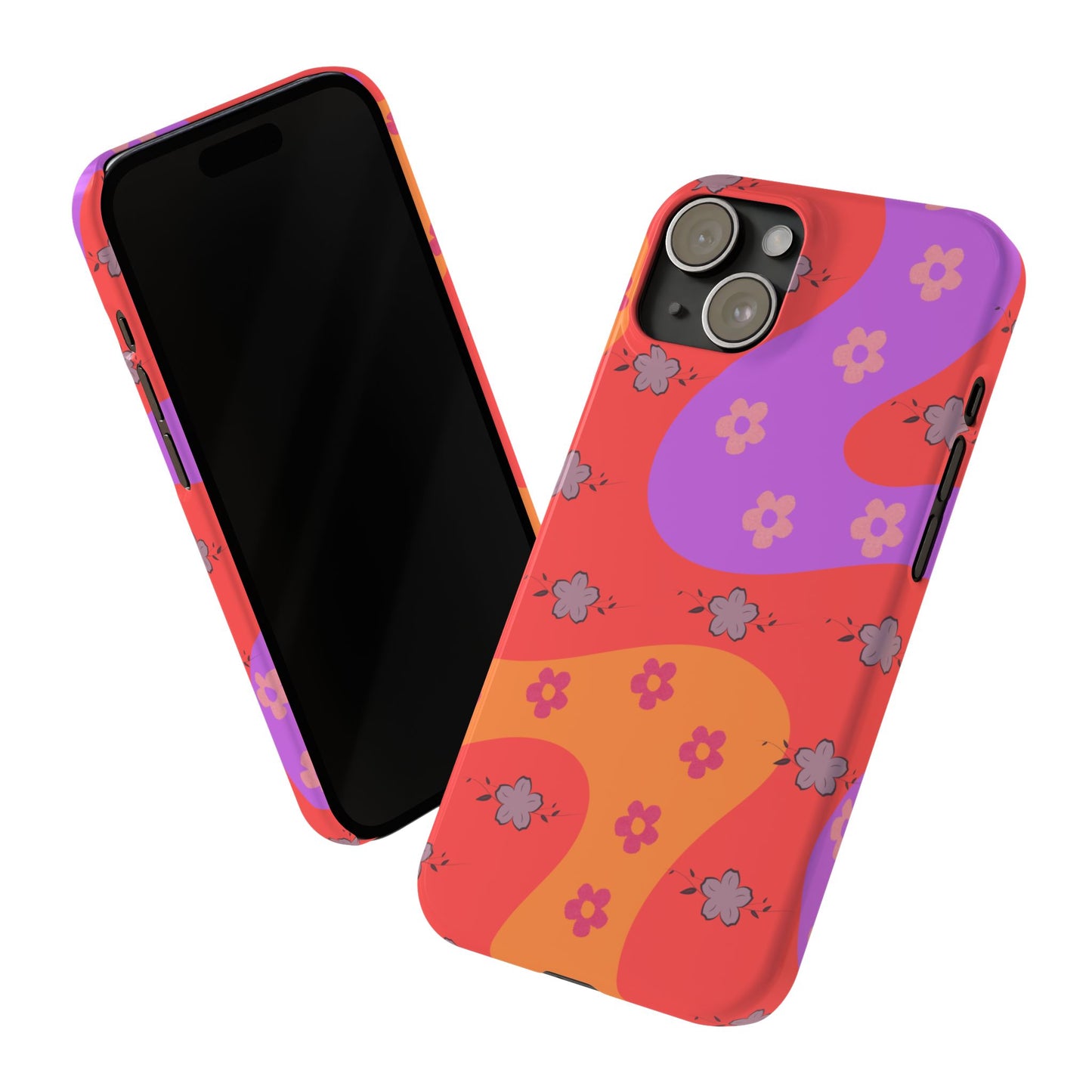 Slim Phone Cases – Colorful Floral Design for iPhone 16 Series – Super Slim, Glossy Finish & Wireless Charging Compatible