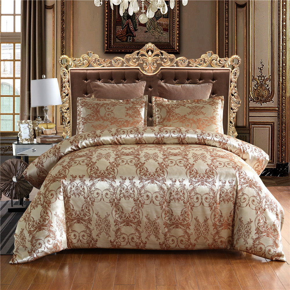 Bedding Set with Quilt Cover & Pillowcase – European and American Style, Jacquard Polyester Fabric