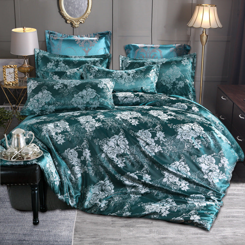 Bedding Set with Quilt Cover & Pillowcase – European and American Style, Jacquard Polyester Fabric