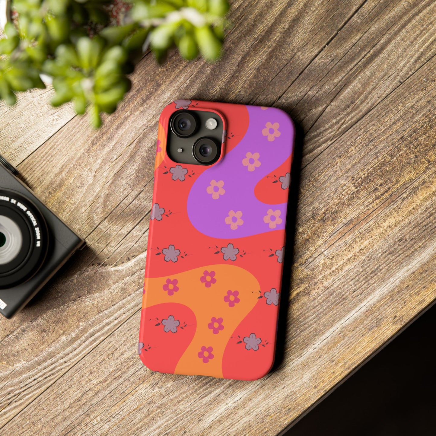 Slim Phone Cases – Colorful Floral Design for iPhone 16 Series – Super Slim, Glossy Finish & Wireless Charging Compatible