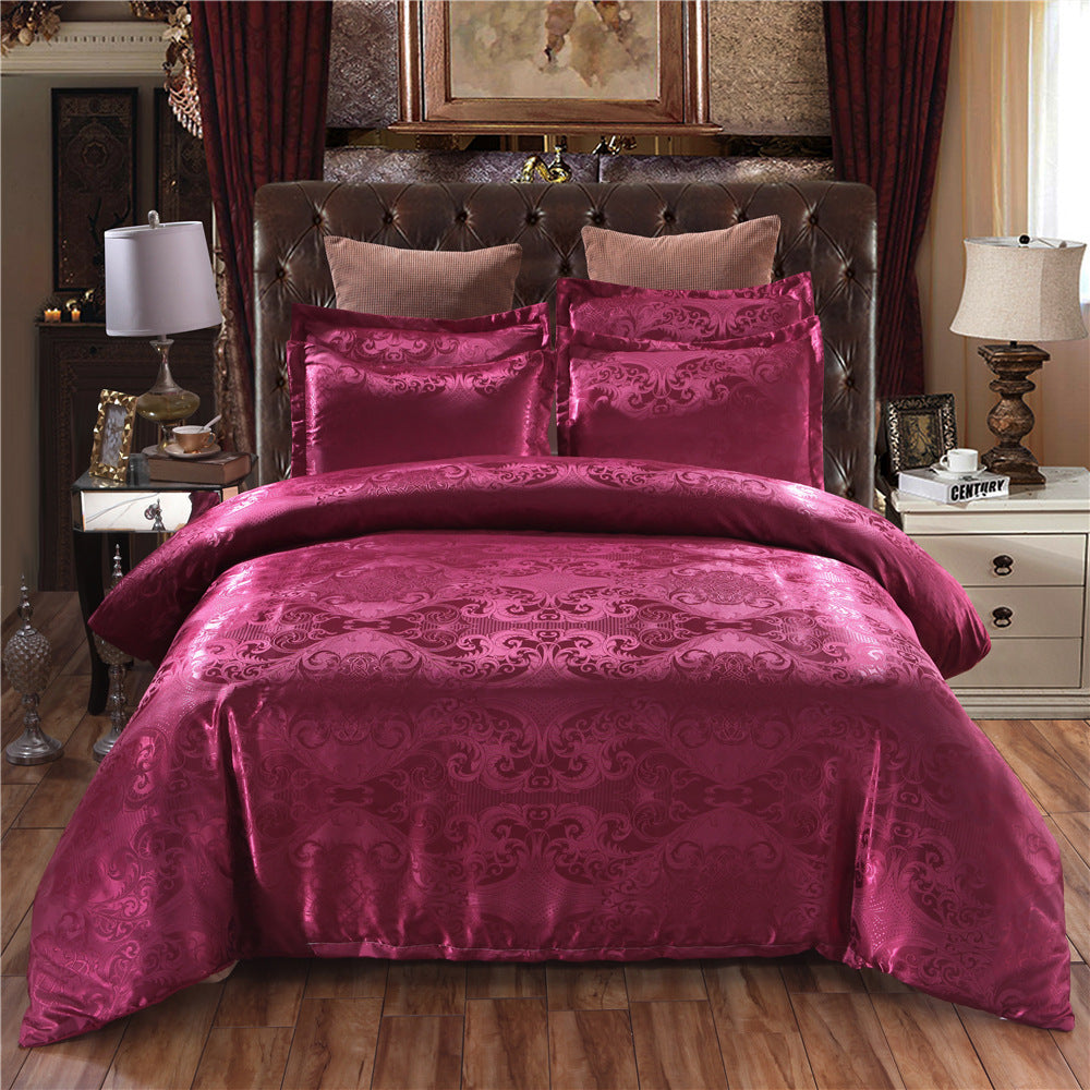 Bedding Set with Quilt Cover & Pillowcase – European and American Style, Jacquard Polyester Fabric