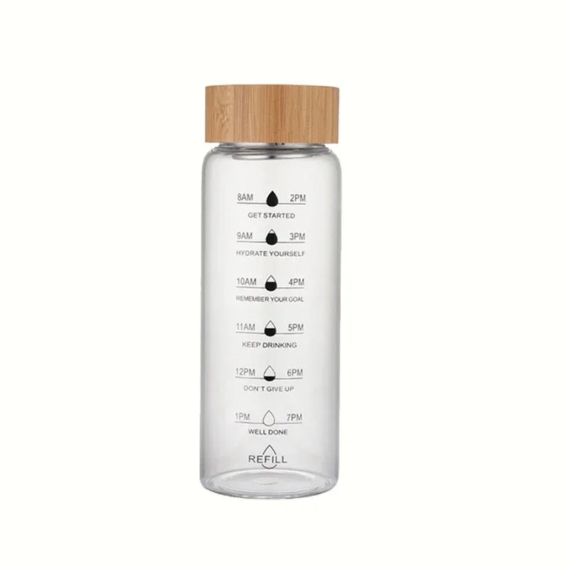 Premium Glass Water Bottle with Lid – Eco-Friendly and Durable Time Scale Large Capacity Travel Sports Portable Water Cup Transparent Milk Juice Cups